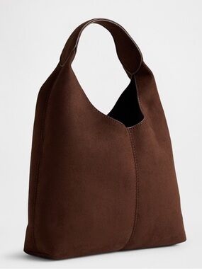 GAP Hobo Slouch Faux Suede Handbag in Dark Brown